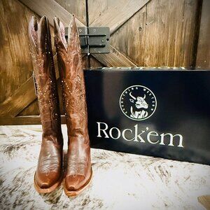 Rock’em Catalina Tall Snip Toe Cowgirl Boots – Mocha, Women’s Size 8 (NWT + Box)
